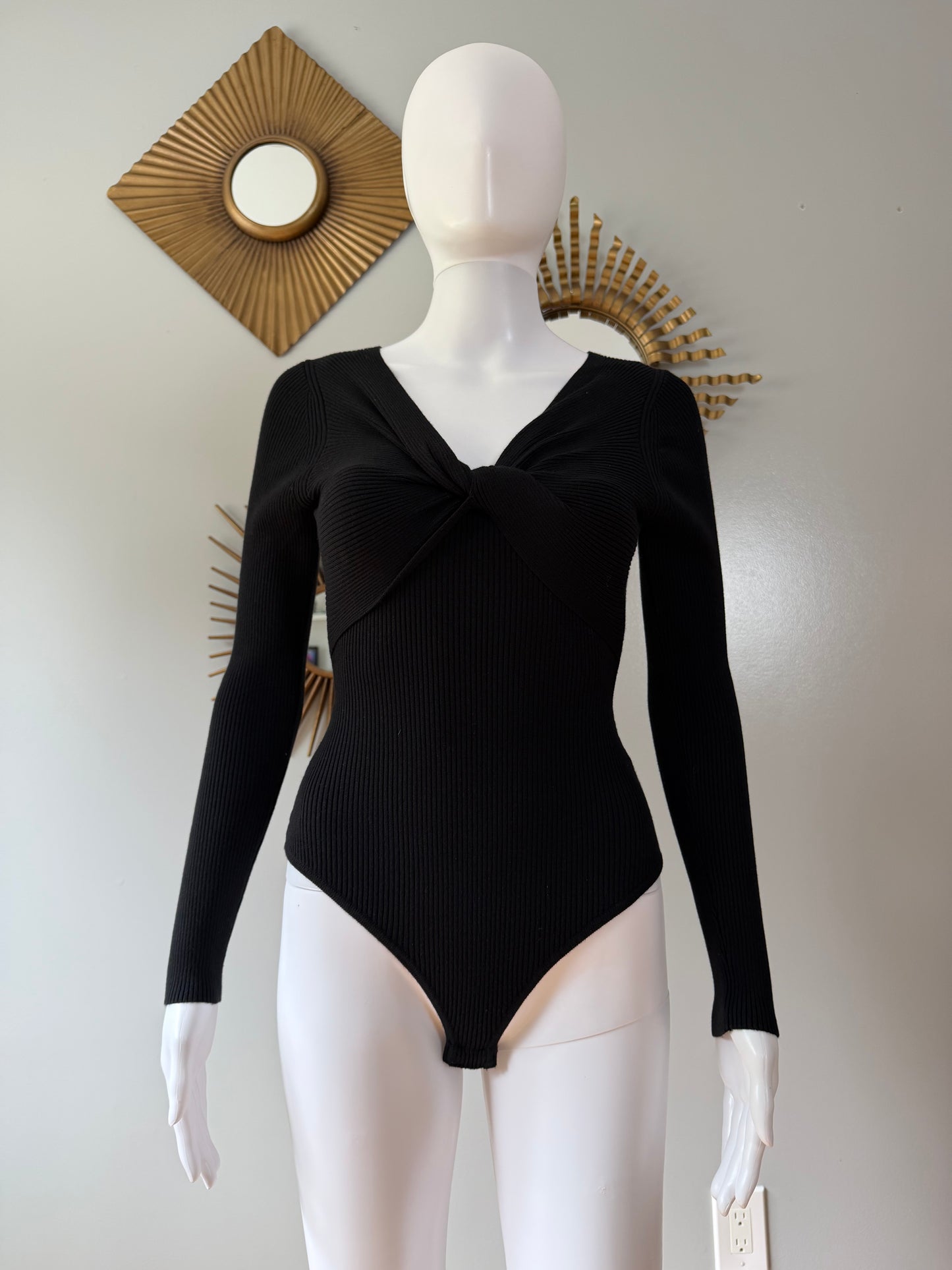 House of Harlow - Black Front Knot Bodysuit