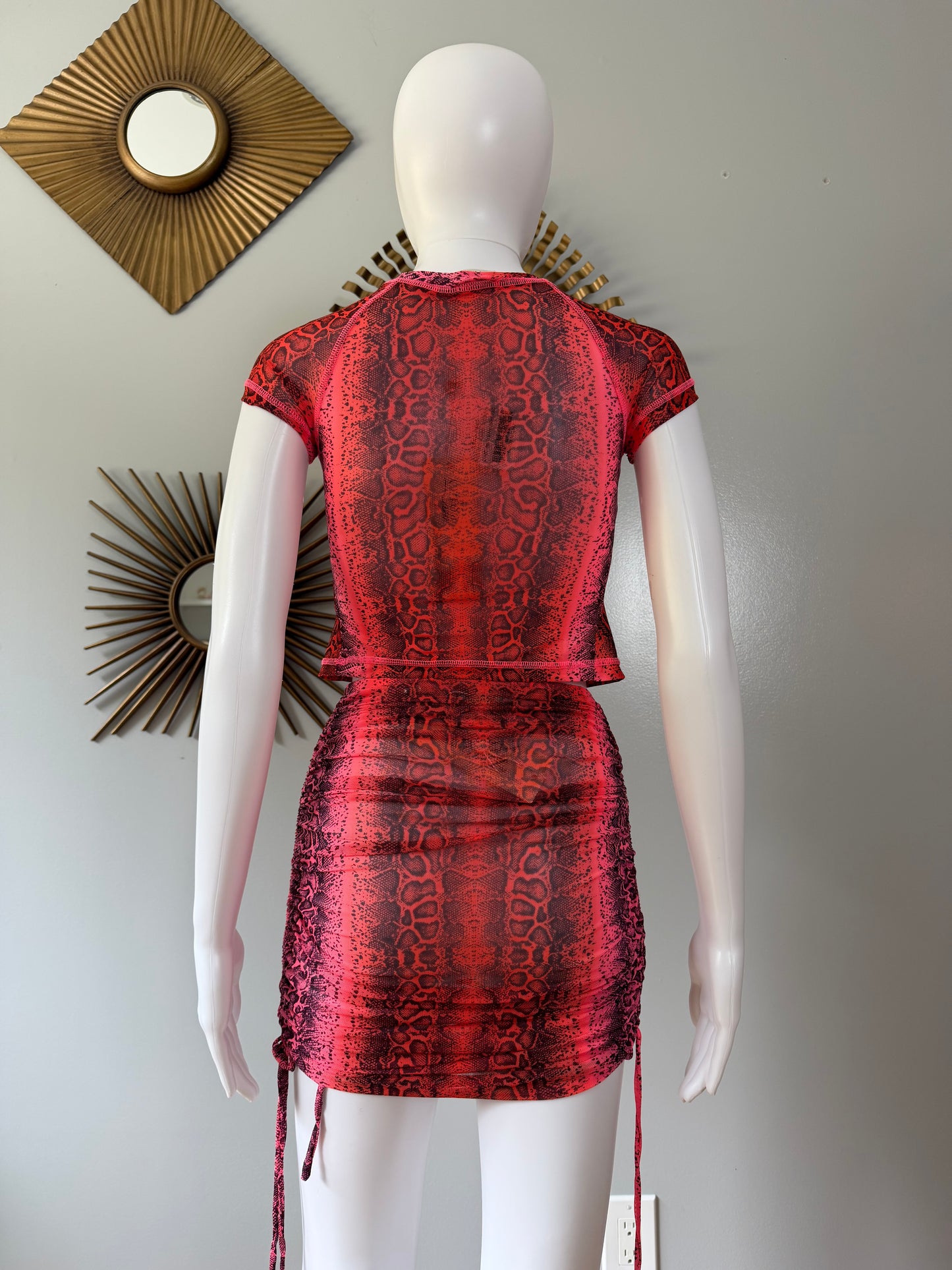 Oh Polly - Orange “Pretty Python” Top & Skirt Set