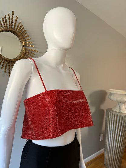 ZARA - Red Rhinestone Crop Top