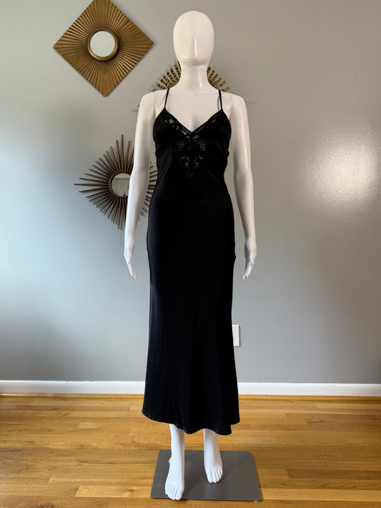 ZARA - Black Maxi Sleep Dress w/ Lace Detail