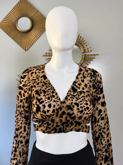 Tiger Mist - Brown Cheetah Print Crop Top