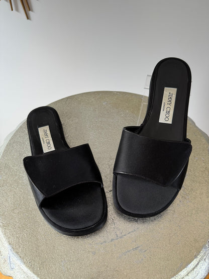 Jimmy Choo - Black Bora Bora Satin Slides