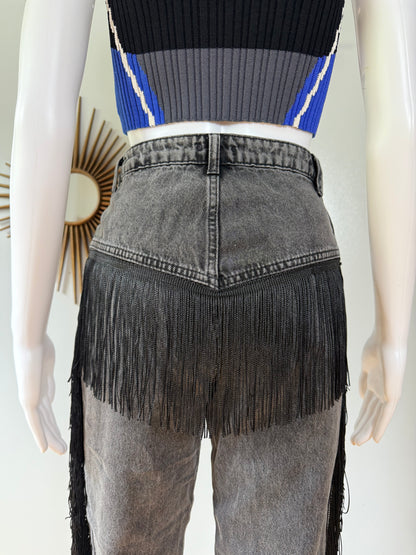Nasty Gal - Black Fringe Jeans
