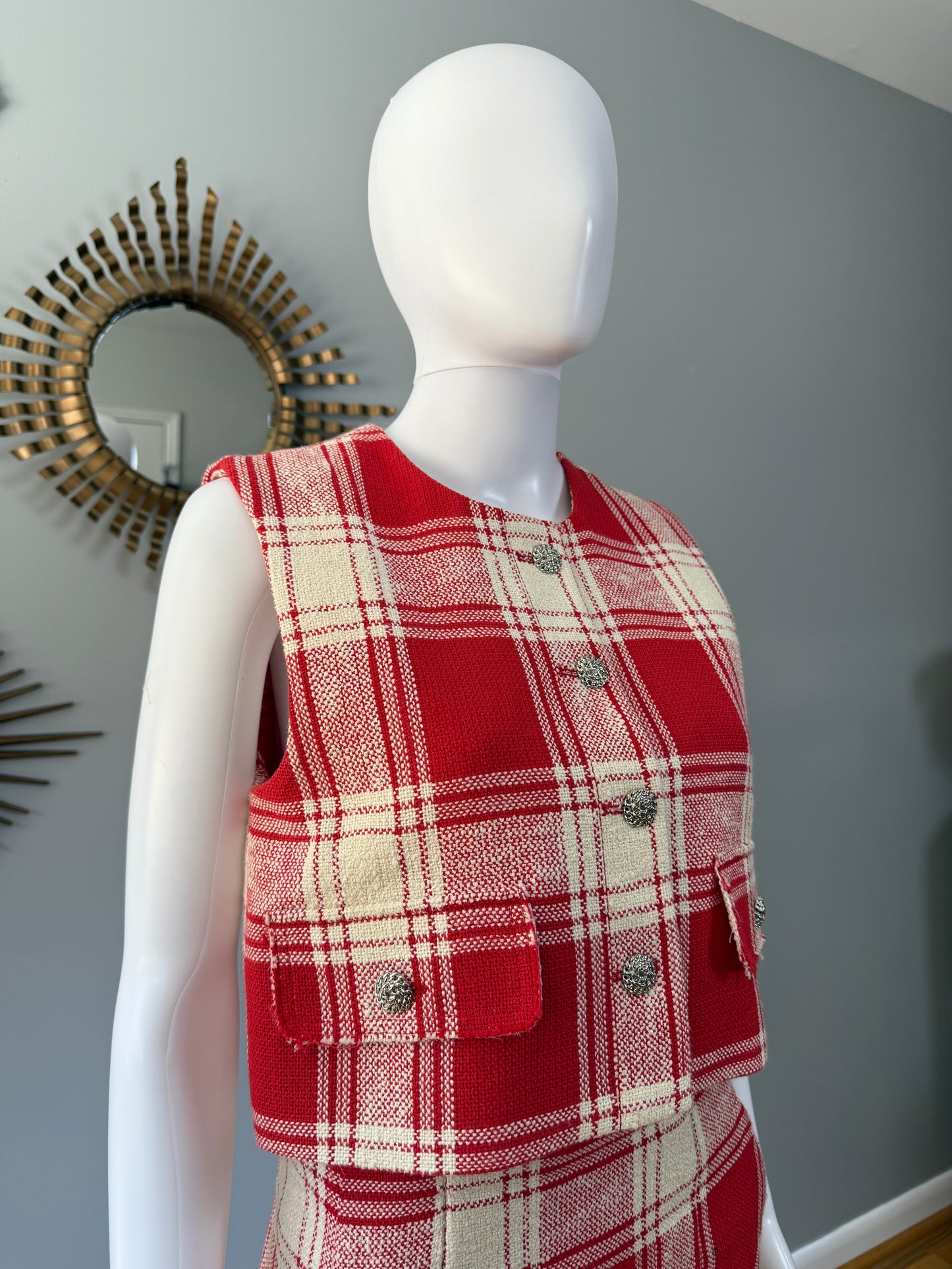 Zara - Red Plaid Skirt Set