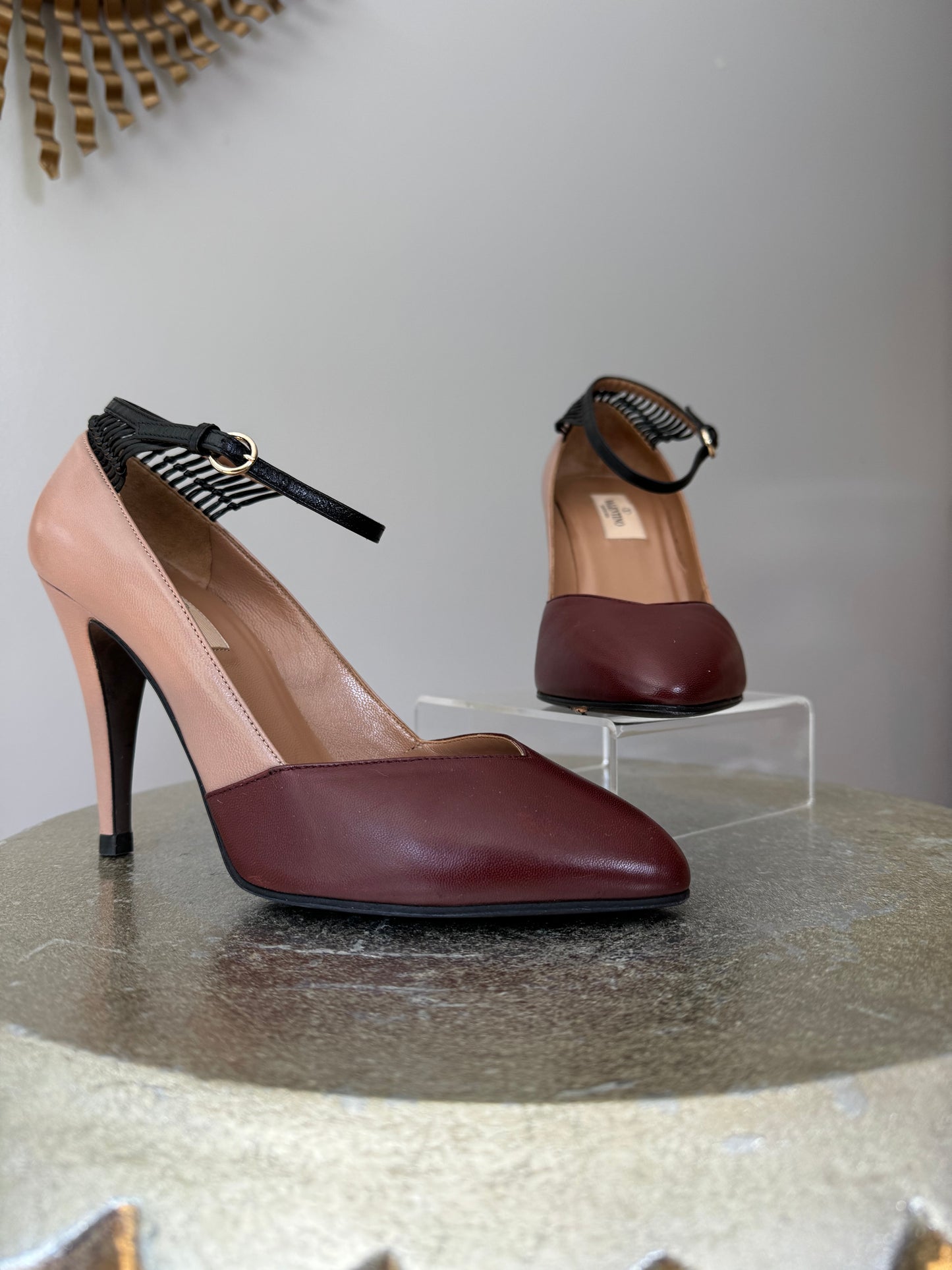 VALENTINO - Burgundy Scarpe Leather D’Orsay Heels