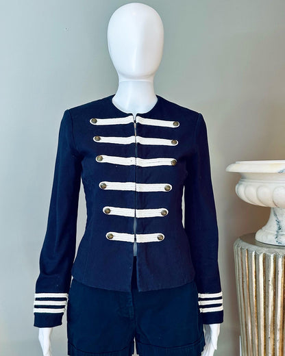Cynthia Rowley - Chaqueta tipo blazer estilo militar azul marino