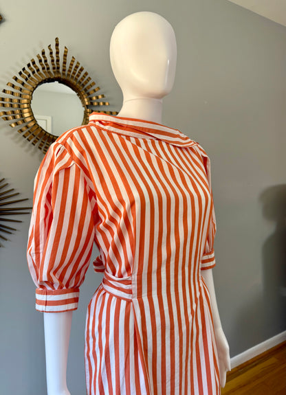 ZARA - Orange Stripes Midi Dress