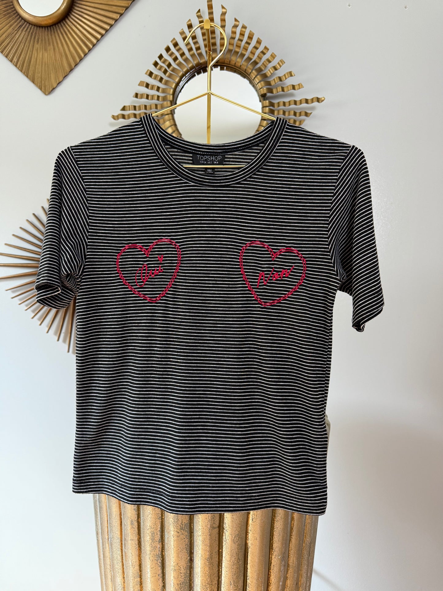 TopShop - Blue Striped Embroidered Shirt