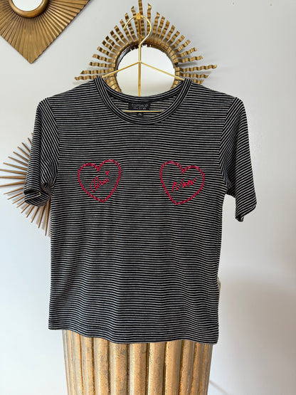 TopShop - Blue Striped Embroidered Shirt