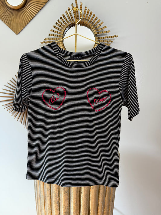 TopShop - Blue Striped Embroidered Shirt