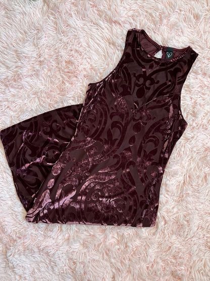 Windsor - Burgundy Velvet Burnout Mini Dress