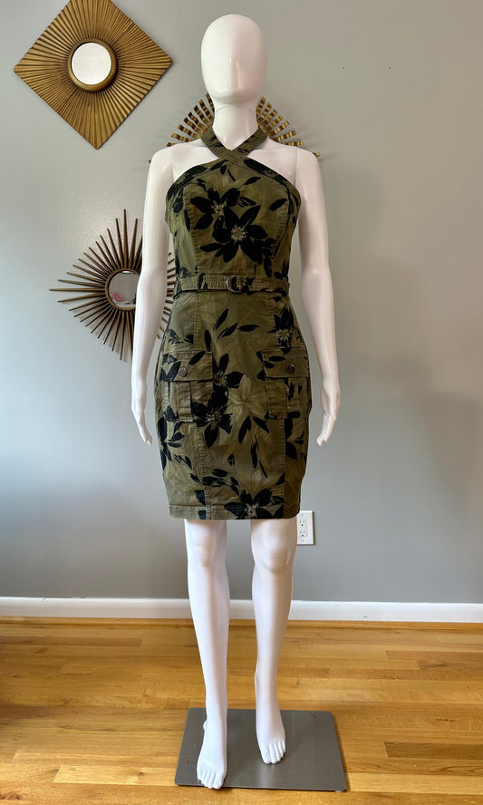 Guess - Green Camo Halter Mini Dress