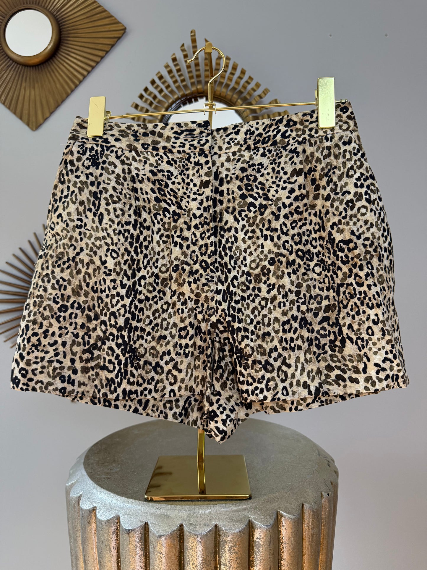 Zara - Cheetah Print Linen-blend Shorts