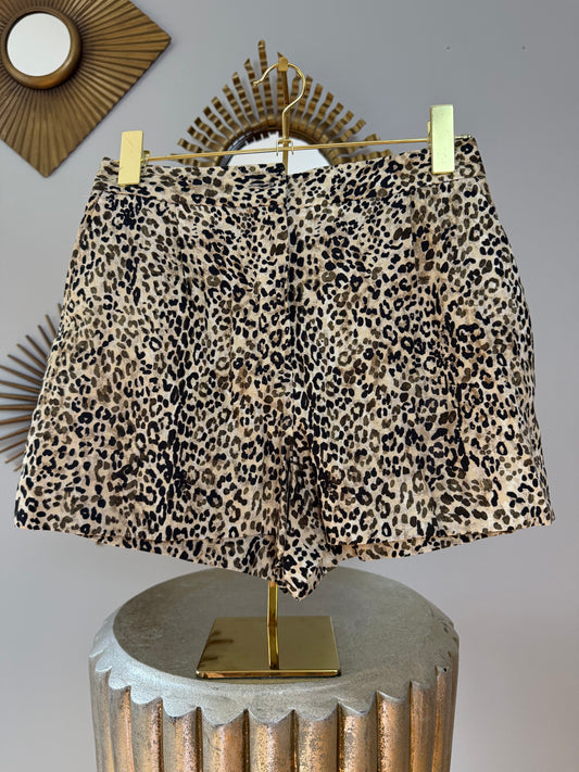 Zara - Cheetah Print Linen-blend Shorts