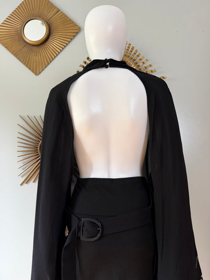 ZARA - Black Backless Embellished Top