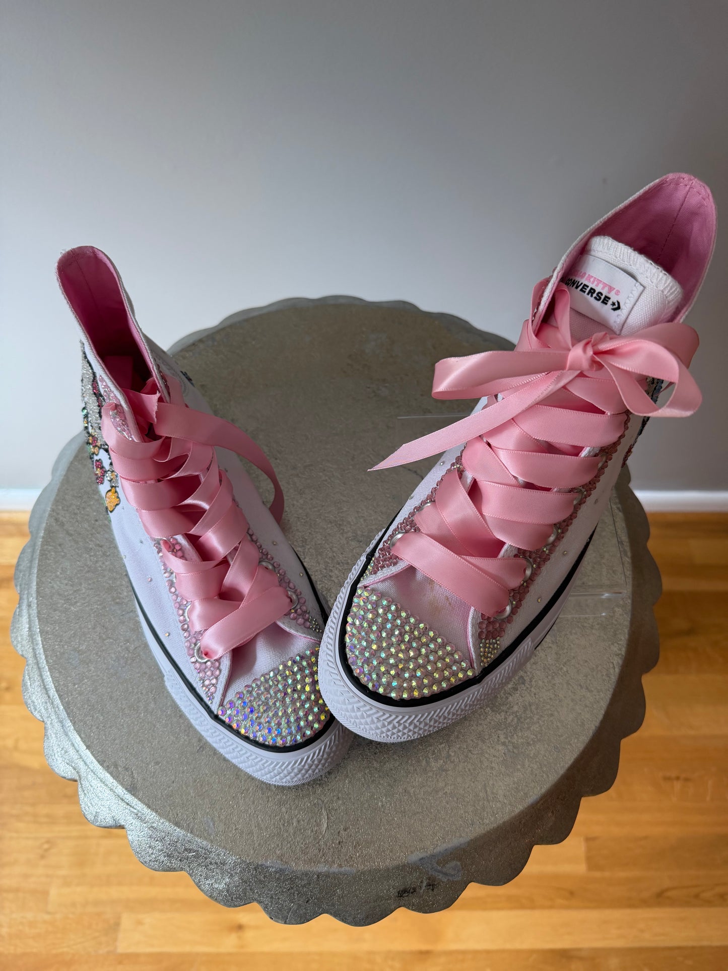 Converse - Hello Kitty White & Pink Bedazzled High Top Sneakers
