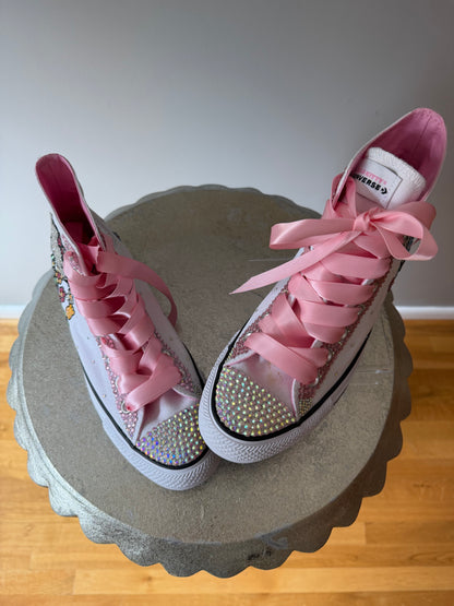 Converse - Hello Kitty White & Pink Bedazzled High Top Sneakers