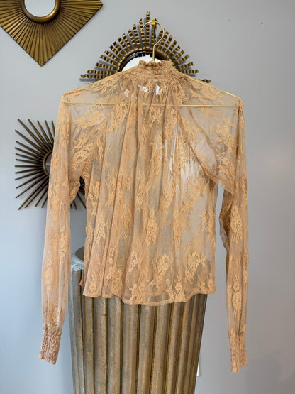 Forever 21 - Tan Lace Button Up Top