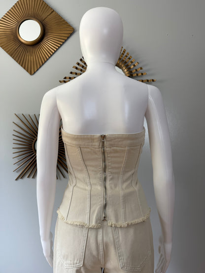 Mistress Rocks - Oat Denim Strapless Top and Jeans Set