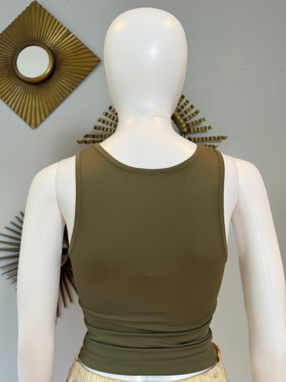 Miaou - Green Moss Lace Up Tank Top