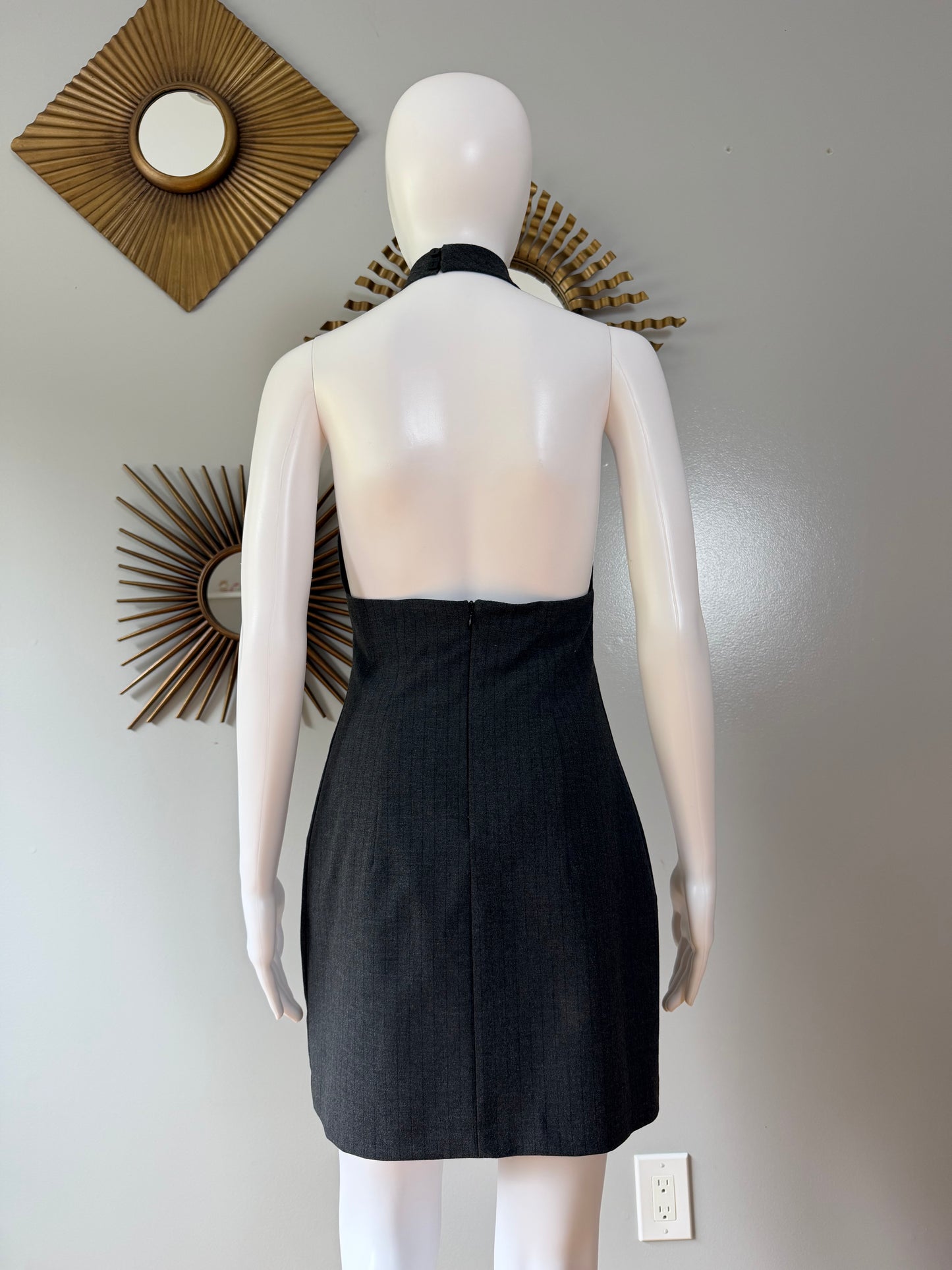 ZARA - Black Halter Tie-Neck Mini Dress