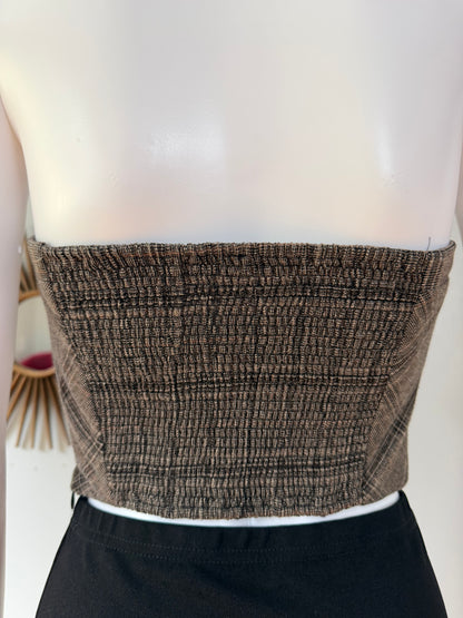 Free People- Brown Out West Plaid Corset