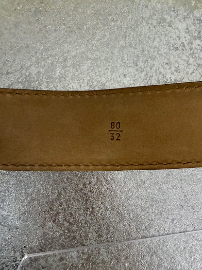 Prada - Vintage Tan Leather Belt w/ Wooden Buckle