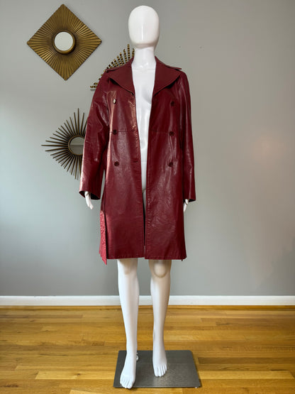 Theory - Burgundy Leather Trench Coat