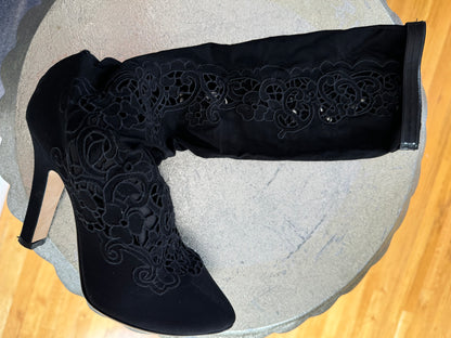 Dolce & Gabbana - Black COCO Floral Laser-cut Boots