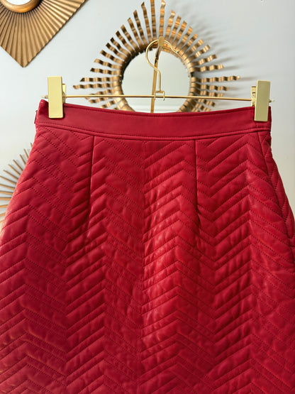 Gucci - Red Leather A-line Skirt