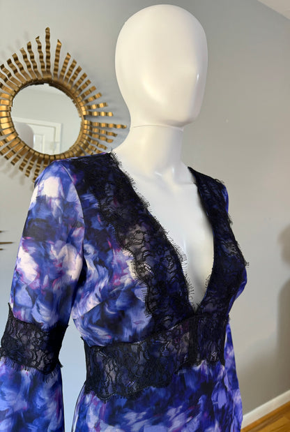 Belle Badgley Mischka - Blue & Purple Maxi Dress w/ Lace Details