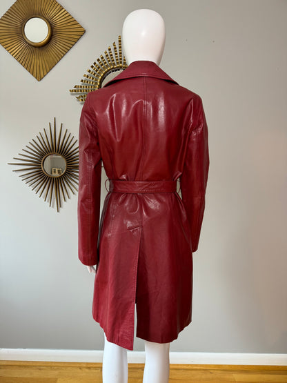 Theory - Burgundy Leather Trench Coat