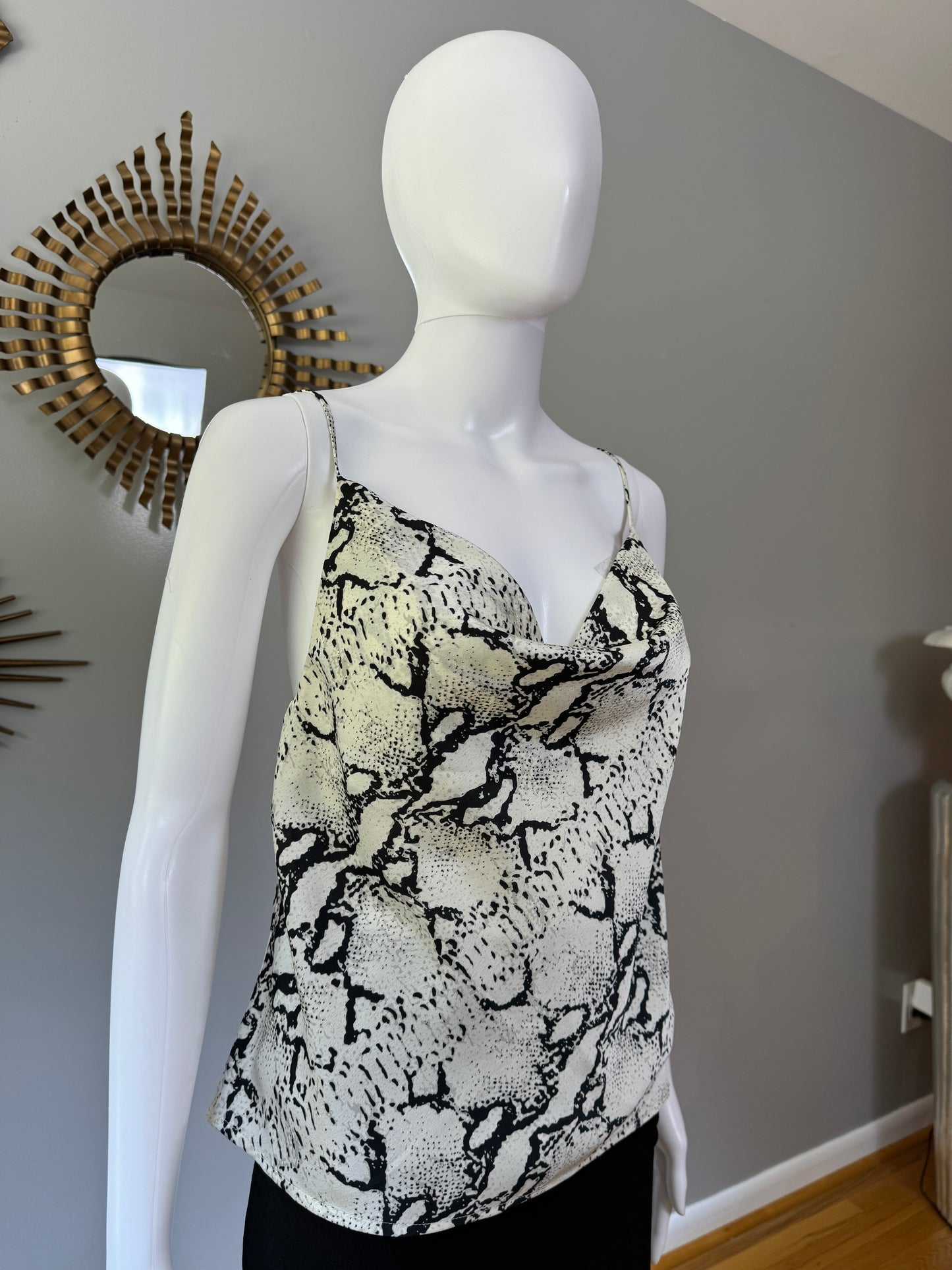 Dance & Marvel - Snakeskin Print Top w/ Cowl Neck