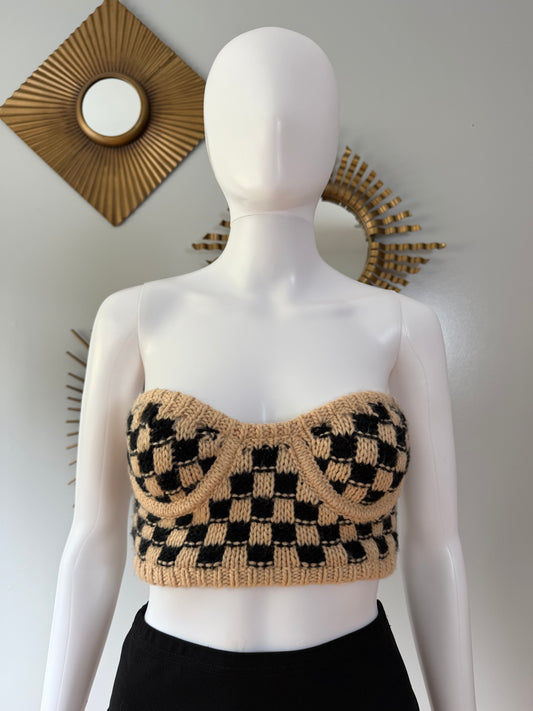 For Love & Lemons - Tan Lana Bustier Crop Top