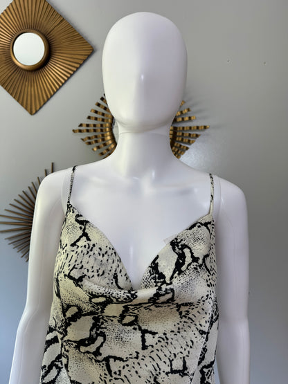 Dance & Marvel - Snakeskin Print Top w/ Cowl Neck