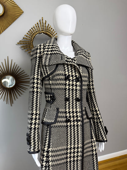 Karen Millen - Black Houndstooth Wool Coat