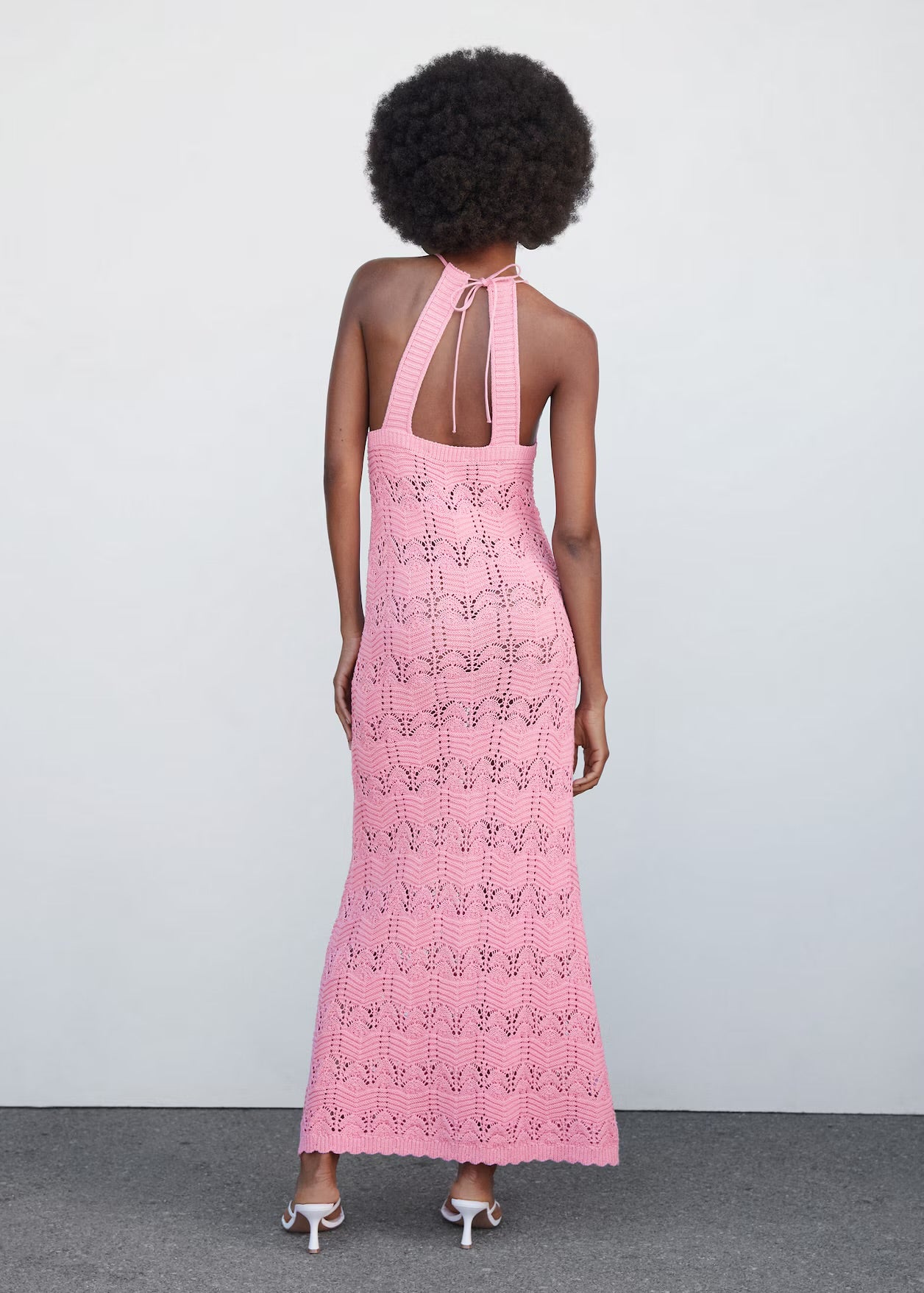 MANGO - Pink Crochet Maxi Dress