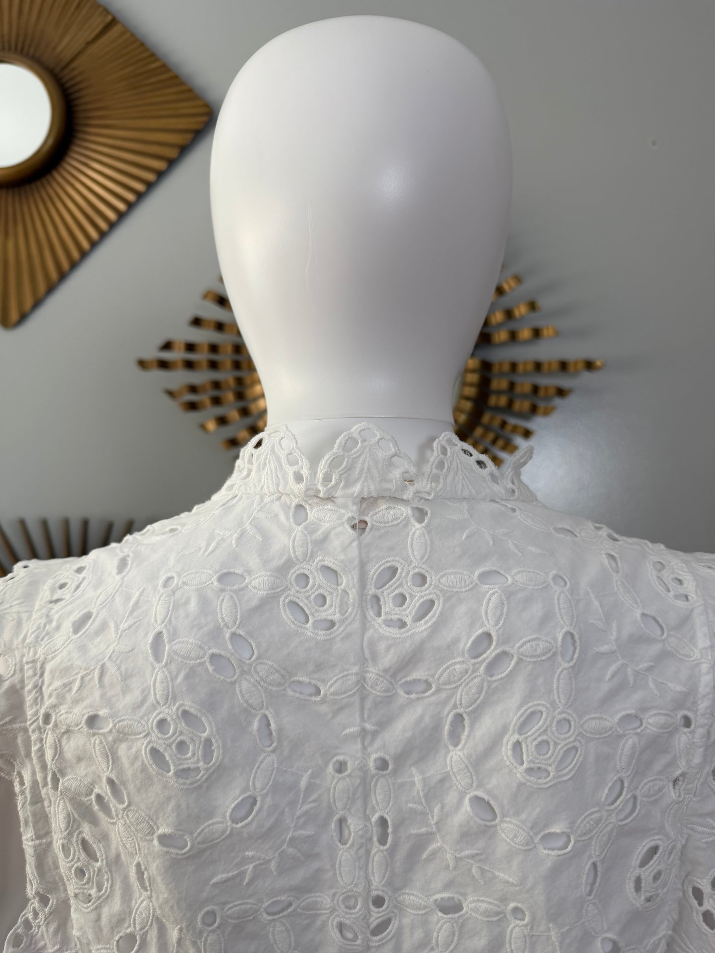 Rebecca Taylor - White Eyelet Cotton Top