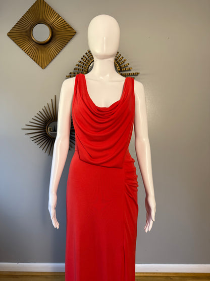 BCBGMaxAzria - Orange Sleeveless Cowl Neck Maxi Gown