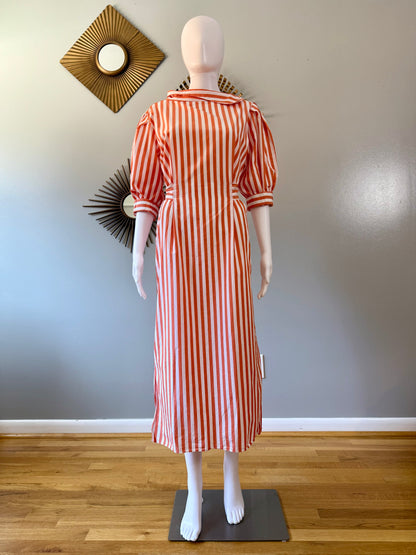 ZARA - Orange Stripes Midi Dress