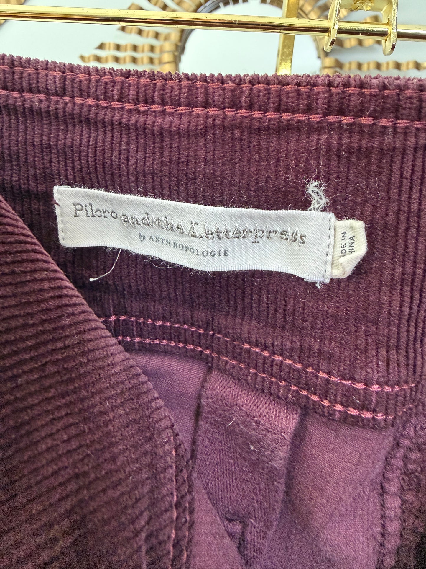 Anthropology- Wine Corduroy Pants