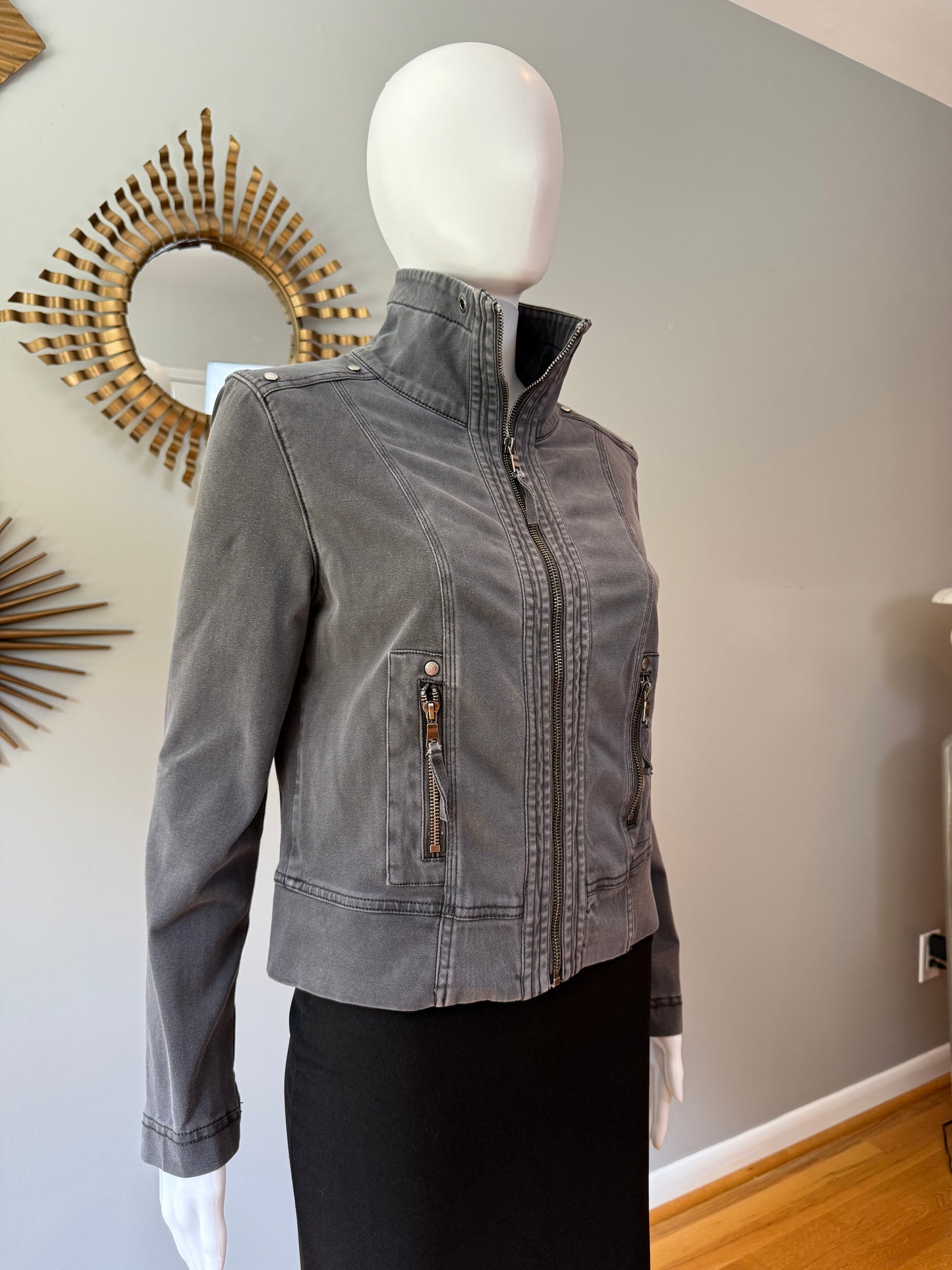 Anthropologie - Gray Moto Studded Jacket
