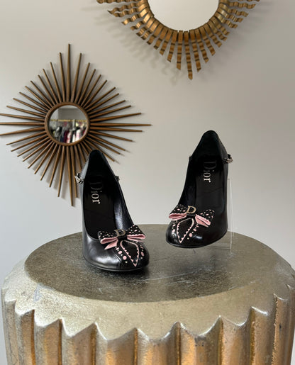 Dior - Vintage Pink Bow Round Toe Pumps