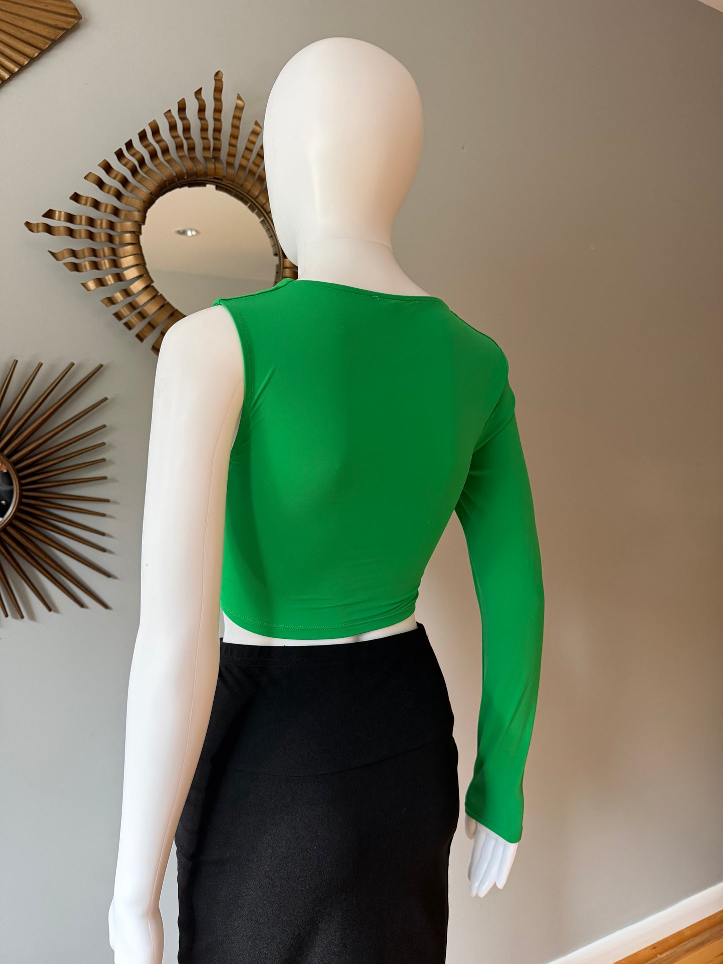 Zara - Green Asymmetric Twist Crop Top