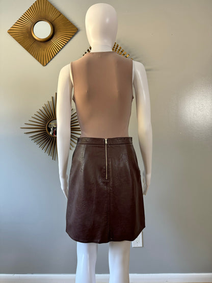 ZARA - Brown Faux Leather Mini Skirt