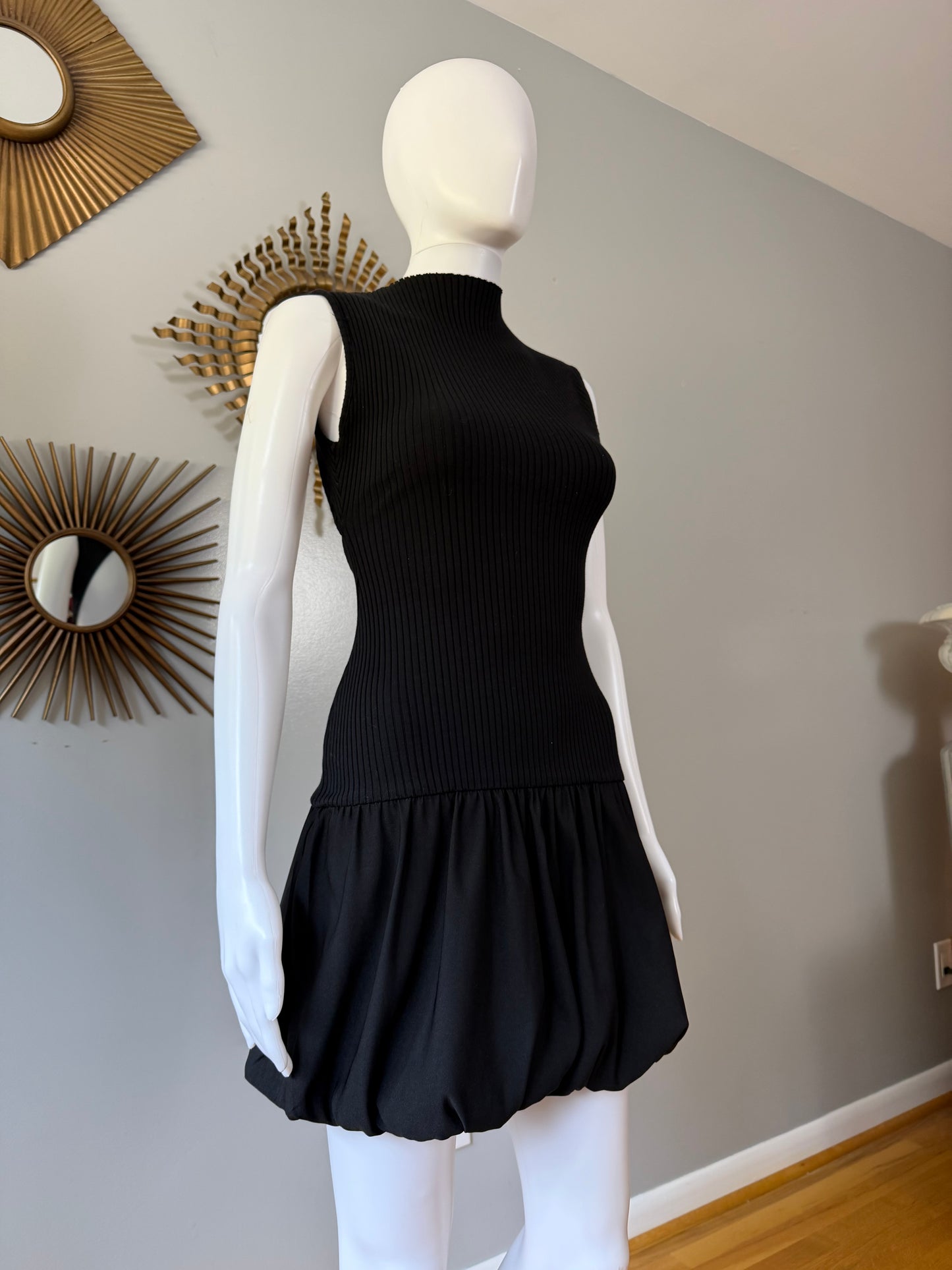 ZARA - Black Mini Bubble Dress w/ Open Back