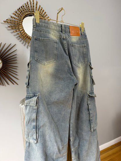 Milano - Blue Cargo High Waist Jeans