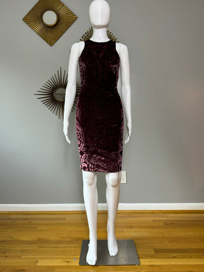 Windsor - Burgundy Velvet Burnout Mini Dress