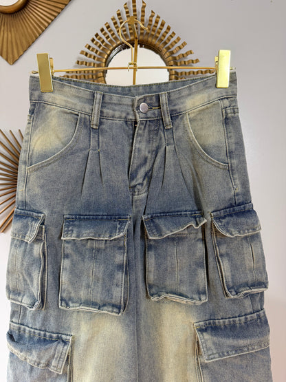 Milano - Blue Cargo High Waist Jeans