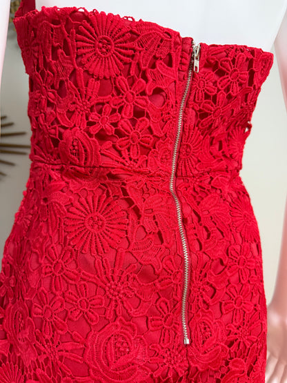 Lulu’s - Red Floral Lace Midi Dress